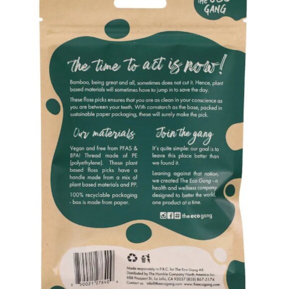 3 Pack Eco Gang Charcoal Floss Picks 50 Count Per Pack 150 Picks - Picture 2 of 2